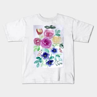 Watercolor large Floral Bouquet Kids T-Shirt